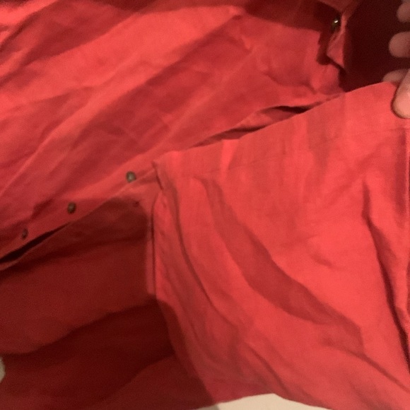 Excellent Banana Republic Coral Orange 100% Irish Linen Short Sleeve Button Up - Picture 6 of 7